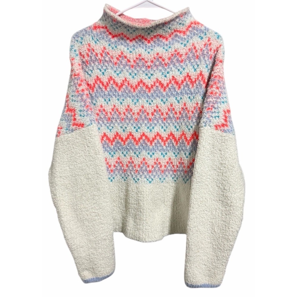 ANTHROPOLOGIE Pilcro Selene Sweater Neon Fair Isle Print Women's Size Medium